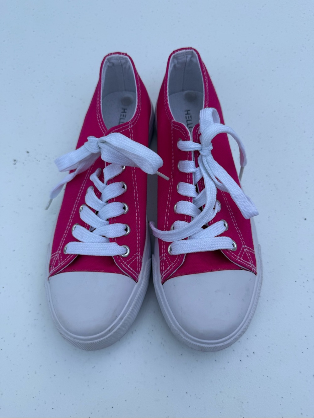Hot Pink Canvas Low-Top Sneakers with White Accents